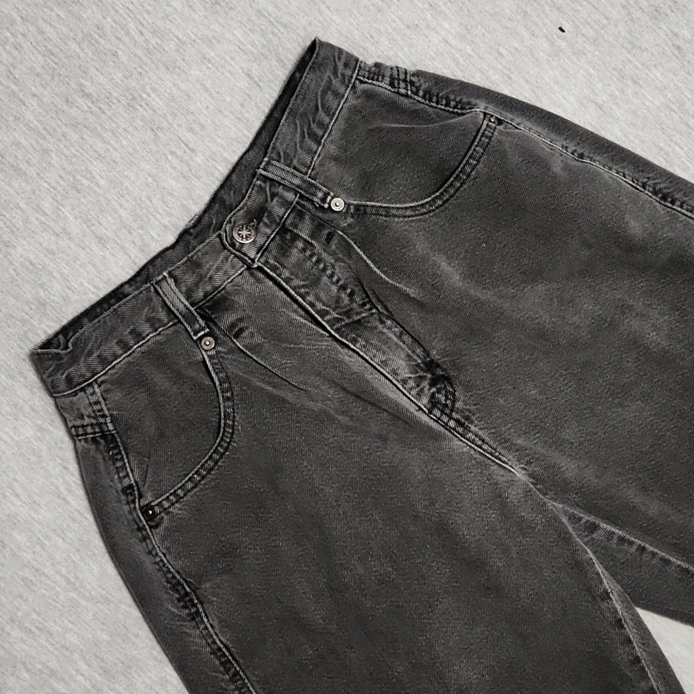 Vintage Brittania Gray Black Denim High Rise Baggy Tapered Leg "Mom" Jeans - Picture 6 of 17